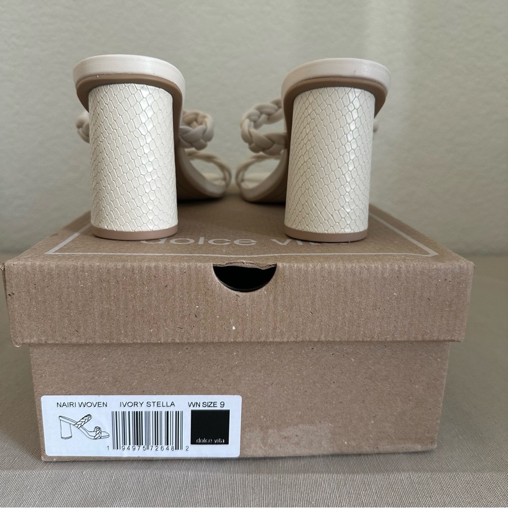 Dolce Vita Woven Ivory/White Block Heel - Picture 4 of 5